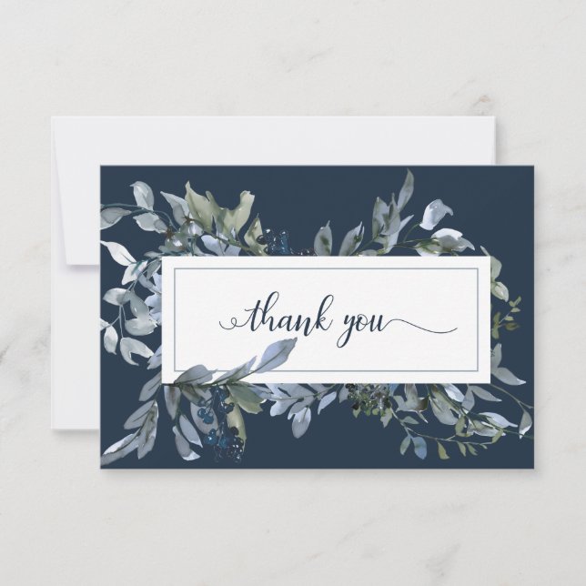 Elégante aquarelle Bleu Floral Merci funéraire (Devant)