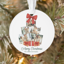 Elégante aquarelle Bow rouge famille sapin de Noël