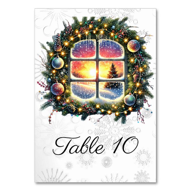 Elégante aquarelle Cartes de table Mariage de Noël (Par défaut)