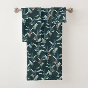 Elégante aquarelle Colibri et motif floral