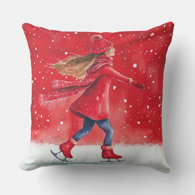 Elégante aquarelle Coussin d'arbre de Noël (Recto)