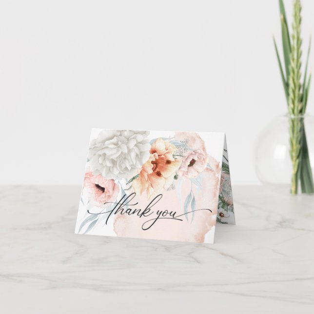 Elégante aquarelle de corail Merci floral (Devant)