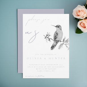 Elégante aquarelle Faire-part de mariage colibri