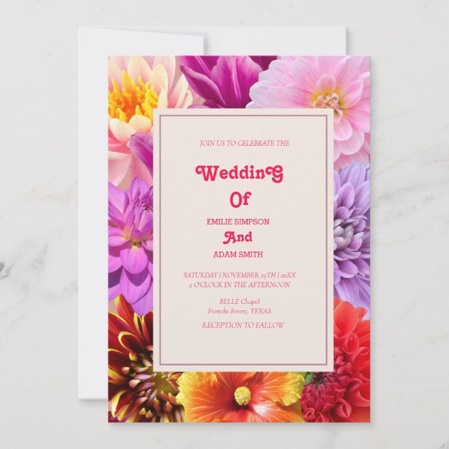 élégante aquarelle Faire-part de mariage FLORAL (Devant)