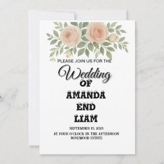 Elégante aquarelle Faire-part de mariage florale -