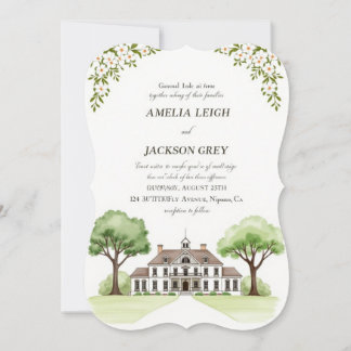 Elégante aquarelle Faire-part de mariage florale a