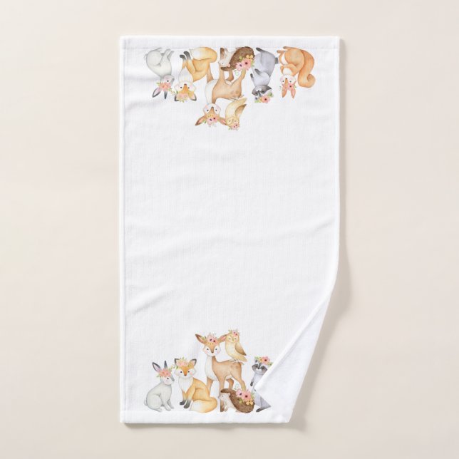 Elégante aquarelle festive Hiver Bois Animaux (Serviette à main)