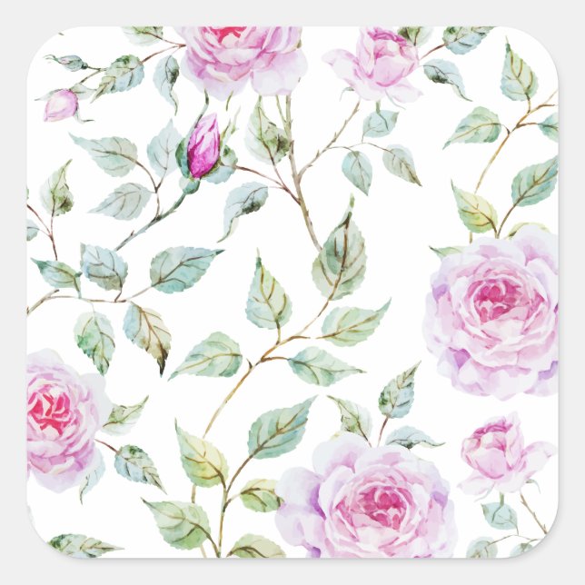 Elégante aquarelle Feuilles et Roses Sticker Seal (Devant)