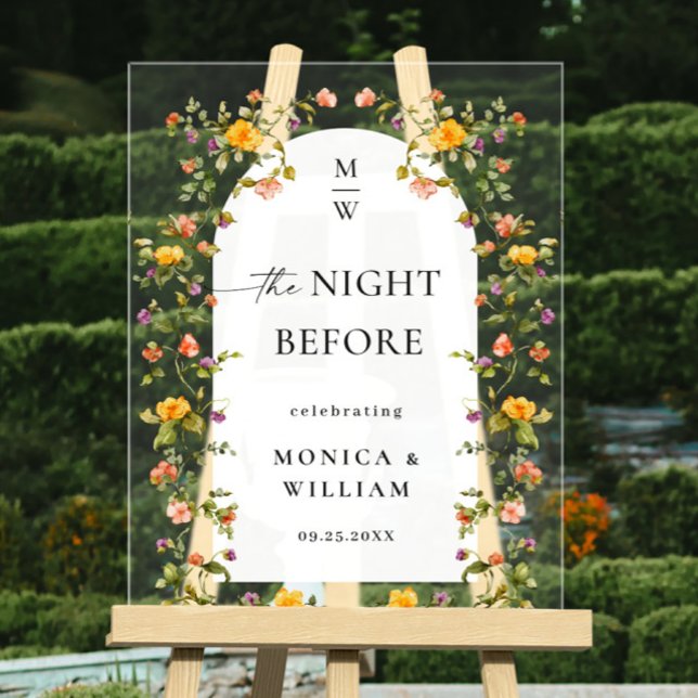 Elégante aquarelle Fleur BIENVENUE Dîner de répéti (Créateur téléchargé)