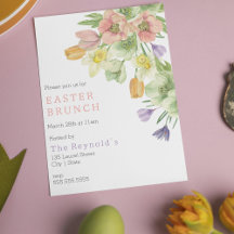 Elégante aquarelle Fleur Pâques Brunch Invitation