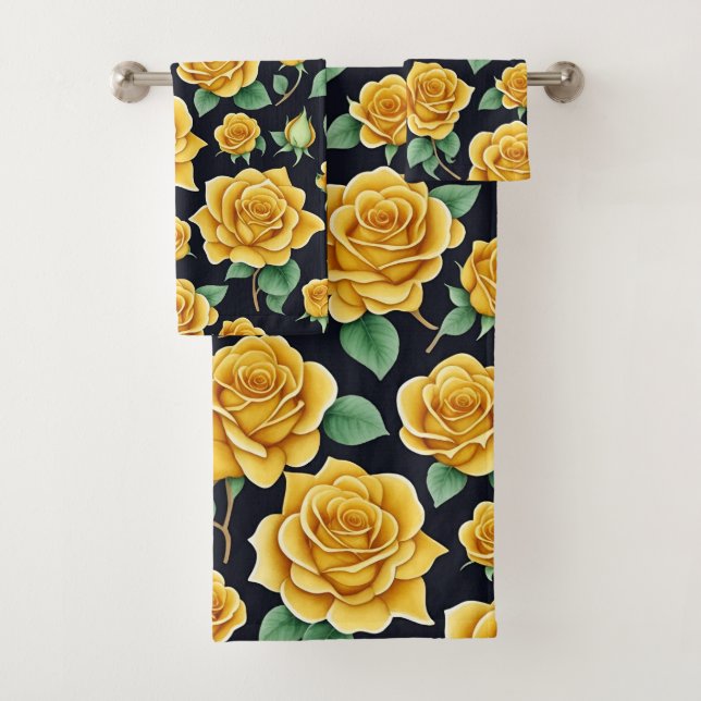 Elégante aquarelle Flora Yellow Roses Motif (En situation)