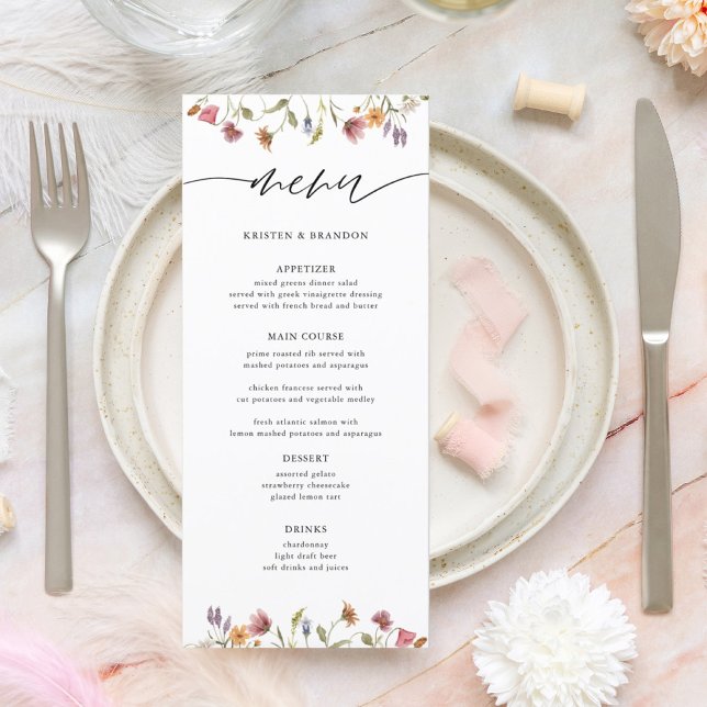 Elégante aquarelle Floral Menu Mariage (Créateur téléchargé)