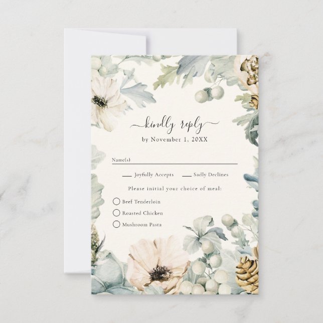 Elégante aquarelle Floral Wedding Carte RSVP (Devant)