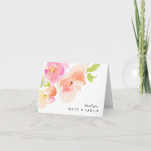 Elégante aquarelle florale   Carte de remerciement