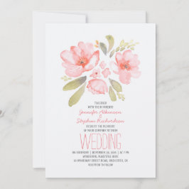Elégante aquarelle florale Invitations de mariage