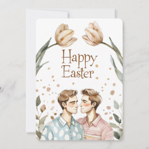 Elégante Aquarelle Gay Couple Carte Pâques