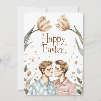 Elégante Aquarelle Gay Couple Carte Pâques