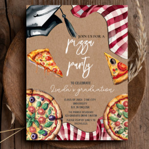Elégante aquarelle Graduation Pizza Invitation