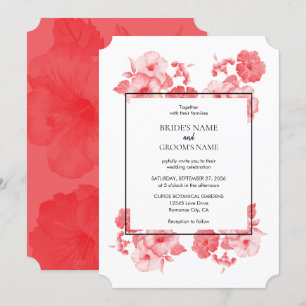 Elégante aquarelle Hibiscus Mariage Invitations