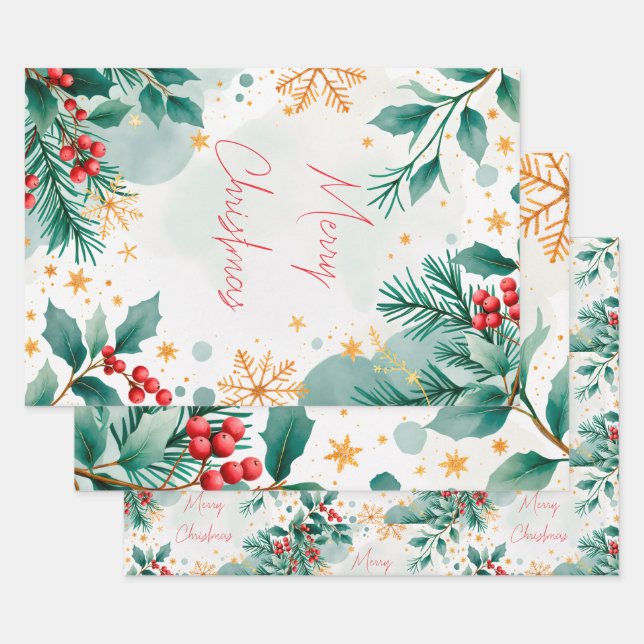 Elégante aquarelle Joyeux papier d'enveloppement d (Lot)