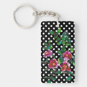 Elégante aquarelle magenta rose rétro rose polka