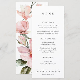 Elégante aquarelle Magnolia Botanical Mariage Menu
