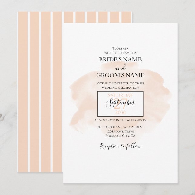 Elégante aquarelle mariage invitations (Devant / Derrière)
