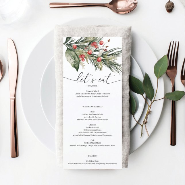 Elégante aquarelle Menu Mariage de Noël (Créateur téléchargé)