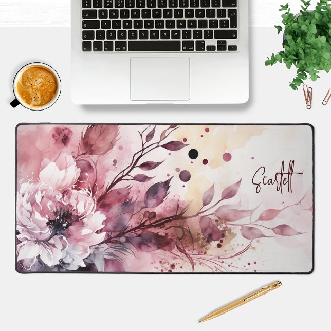 Elégante aquarelle moderne Floral Nom personnalisé (Créateur téléchargé)