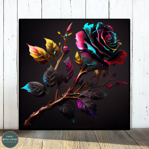 Elégante aquarelle Moody Colorful Poster Rose