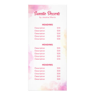 Elégante aquarelle Pâtisserie rose Carte Rack