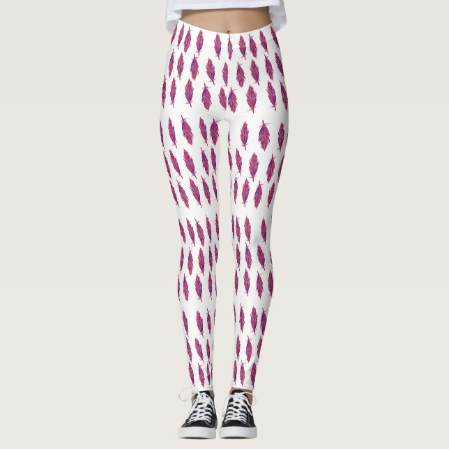 Elégante aquarelle plumes Leggings personnalisés (Devant)