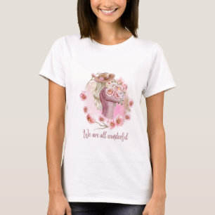 Elégante Aquarelle rose beige blanc T-shirt