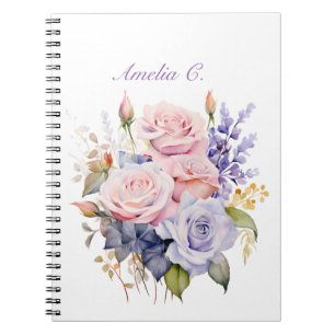 Elégante aquarelle Rose Bouquet Carnet blanc