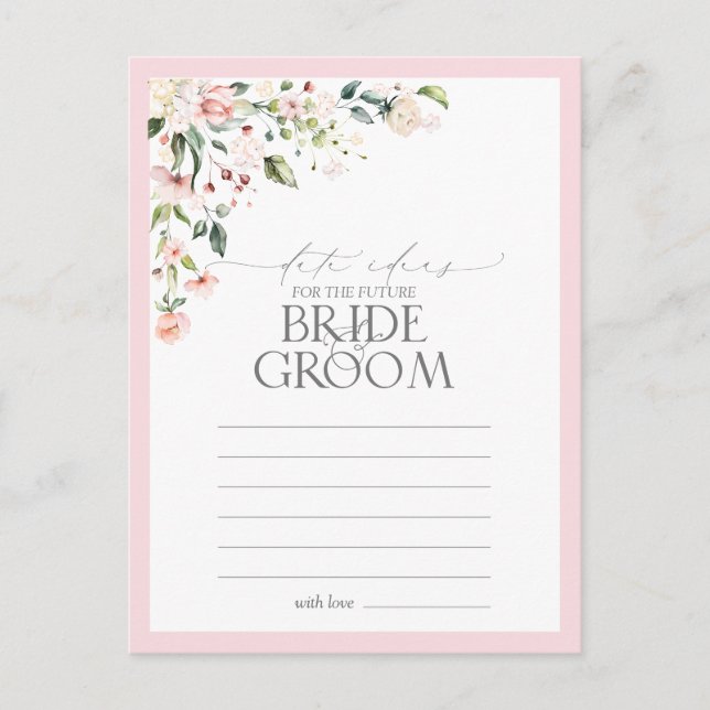 Elégante Aquarelle rose Floral Date Idées Carte po (Devant)