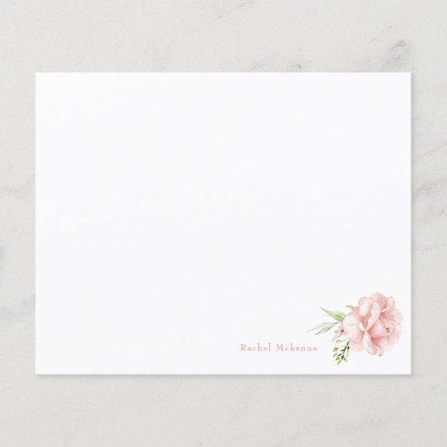 Elégante aquarelle rose floral papier à lettres pe (Devant)