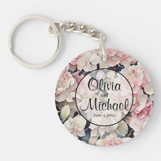 Elégante aquarelle rose hydrangées florales (Devant)