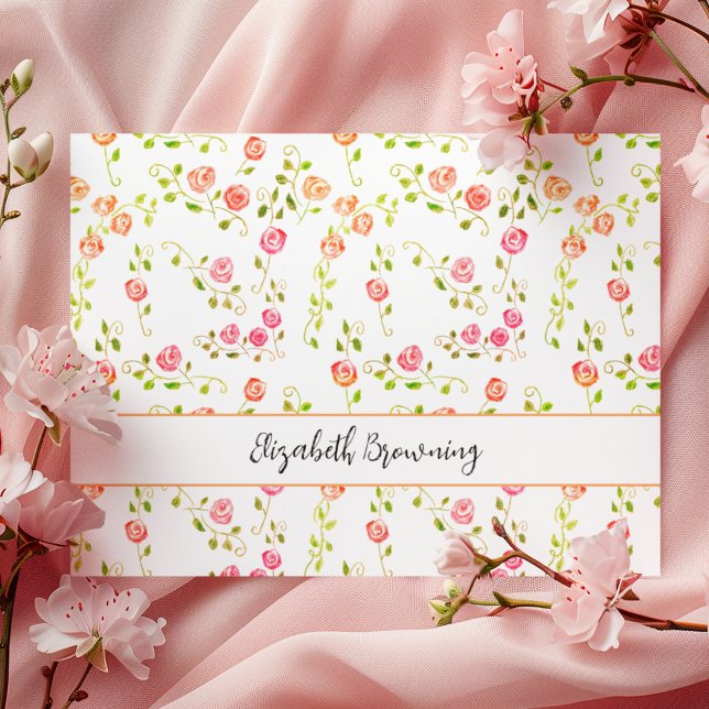 Elégante aquarelle Roses Girly Papier personnel (These hand-drawn blush roses can make you feel you are in a Jane Austen novel!)