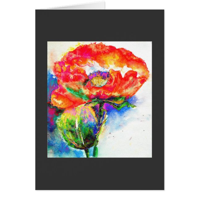 Elégante aquarelle rouge florale (Devant)