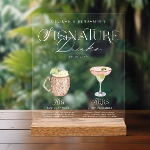 Elégante aquarelle Sa signature Boisson Mariage