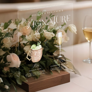 Elégante aquarelle Sa signature Boisson Mariage