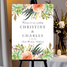 Elégante aquarelle Succulent Mariage Affiche de bi