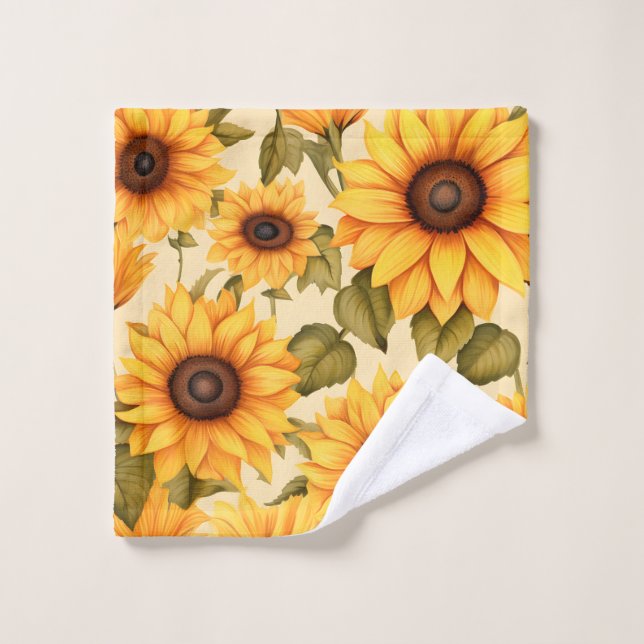 Elégante aquarelle tournesols (Gant de toilette)