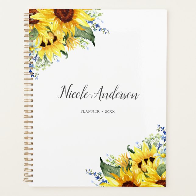 Elégante aquarelle tournesols personnalisés (Devant)