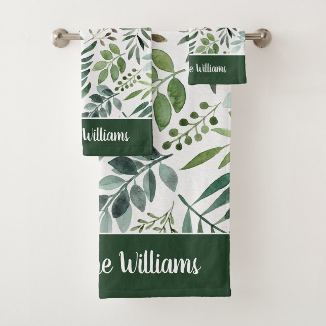 Elégante aquarelle Verdure Feuilles Personnalisé  (En situation)