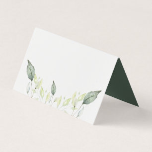 Elégante Aquarelle Vert Feuille Mariage Carte Plac