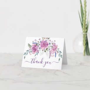 Elégante aquarelle violet Carte de remerciements f