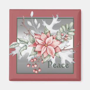Elegante Aquarellenpoinsettie Weihnachten Magnet