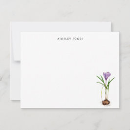 Elegante Aquarellfarbe Lila Crocus Spring Blume Ni Mitteilungskarte