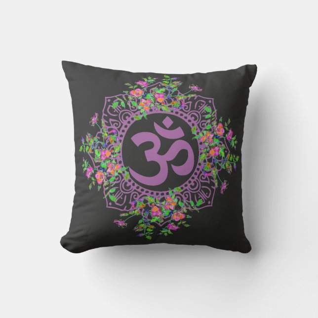 Elegante Aquarellfarbe Rosa lila Rose Ohm Kissen (Vorderseite)